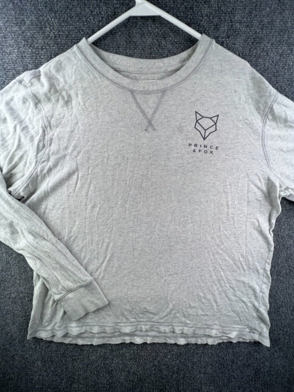 PRINCE & FOX Men’s XL Long Sleeve Gray Soft Cotton Lightweight Crew Neck Adult